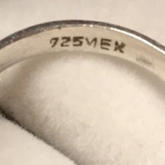 Art Deco Vintage Peking Glass Ring Mexico 925 - Picture 4 of 7